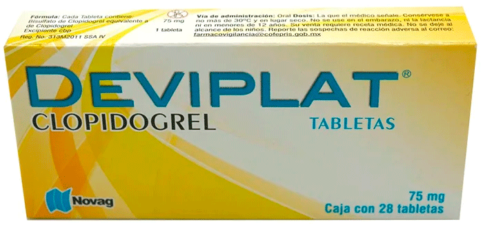 Deviplat 75 Mg 28 Tabletas Clopidogrel