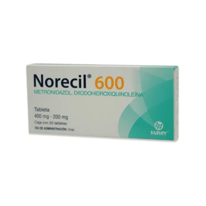 NORECIL 600 METRONIDAZOL- DIYODOHIDROXIQUINOLEINA 20 Tab
