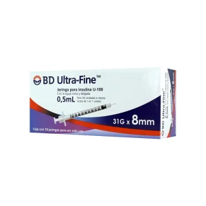 Jeringa Desechable BD Ultra fine 3 Insulina 5 Ml 31 G X 8 Mm 10 Piezas