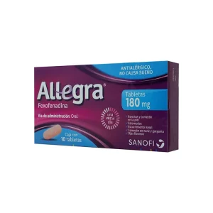 Allegra 180 Mg Tratamiento Para La Alergia Y Urticaria Antihistamínico, 10 Tabletas