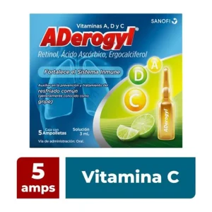 Aderogyl Vitaminas A, C Y D Fortalece El Sistema Inmune, 5 Ampolletas De 3 Ml