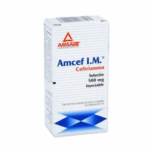 Amcef IM Ceftriaxona 500 Mg Solución Frasco Ámpula 2 Ml Genérico Amsa