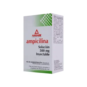 Ampicilina 500 Mg Solución Inyectable Frasco Ámpula Genérico Amsa