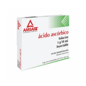 Ácido Ascórbico 1 G Solución Inyectable 6 Ampolletas 10 Ml Genérico Amsa