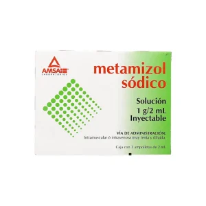 Metamizol 1 G Solución Inyectable 3 Ampolletas 2 Ml Genérico Amsa