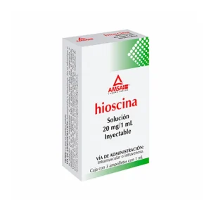 Hioscina 20 Mg Solución Inyectable 3 Ampolletas 1 Ml Genérico Amsa