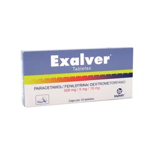 Exalver Paracetamol/Fenilefrina/Dextrometorfano 500/5/15 Mg 10 Tabletas Genérico Maver