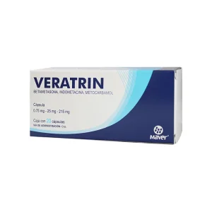 Veratrin Betametasona/Indometacina 0.75/25/215 Mg 20 Cápsulas Genérico Maver