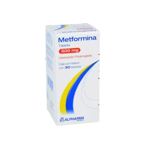 Metformina Liberación Prolongada 500 Mg 30 Tabletas Genérico Alpharma