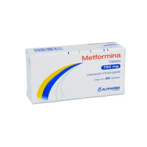 Metformina 750 Mg 30 Tabletas Genérico Alpharma